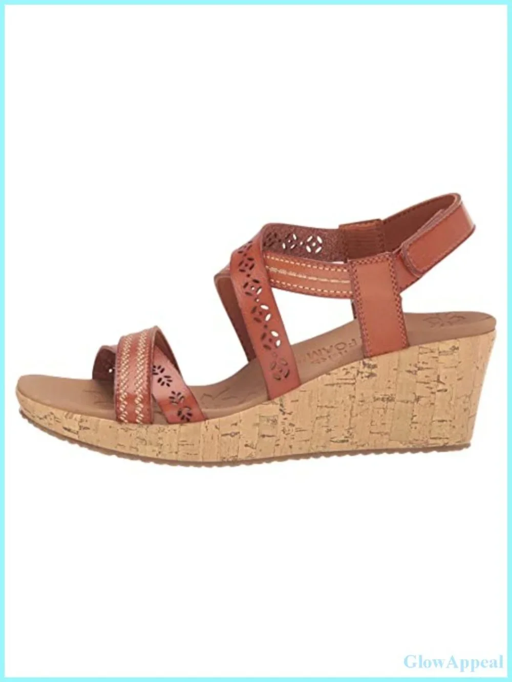 Laser-Cut Faux Leather Wedge Sandals with Embroidery Slingback